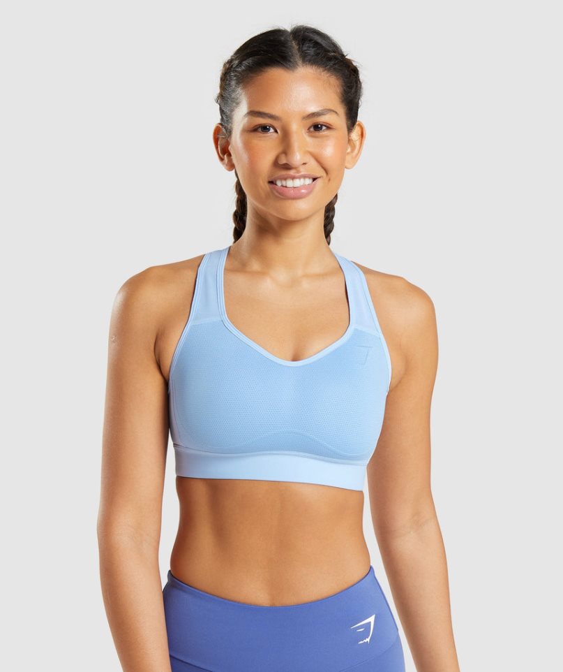 Women\'s Gymshark Lightweight High Support Sports Bra Light Blue | NZ 8KZBNL